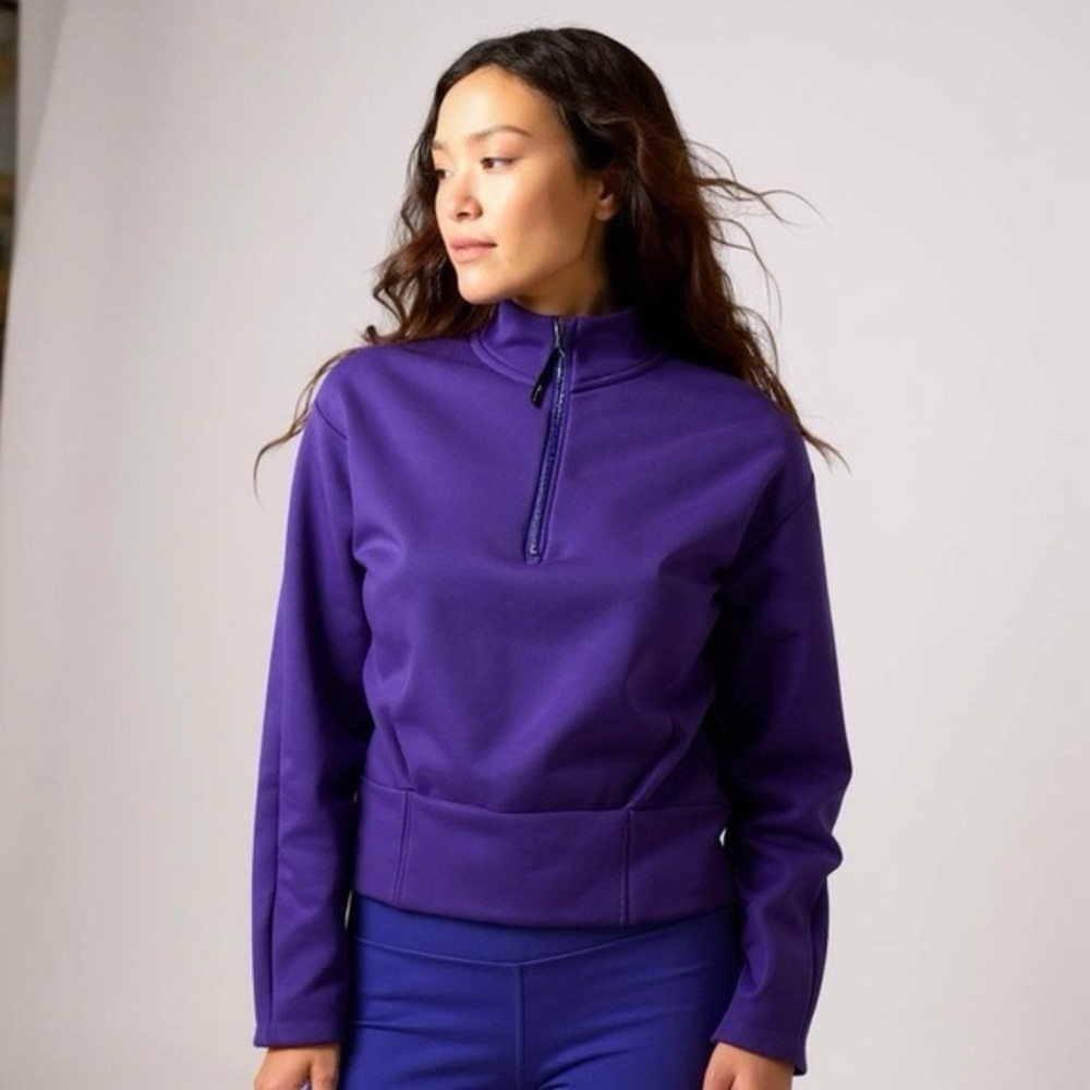 athleta altitude polartec quarter-zip in deep purple/blue